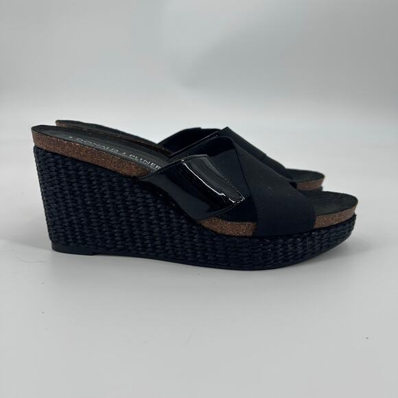 Donald J Pliner Bosna Black Criss-Cross Wedge Slide Sandals Platform Womens 7 - Picture 6 of 11